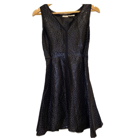 Leon Max Limited Edition Black Silver Metallic Polka Dot Fit Flare Dress XS - Picture 2 of 10